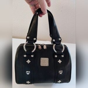 MCM Mini Boston Bag With Studs Black